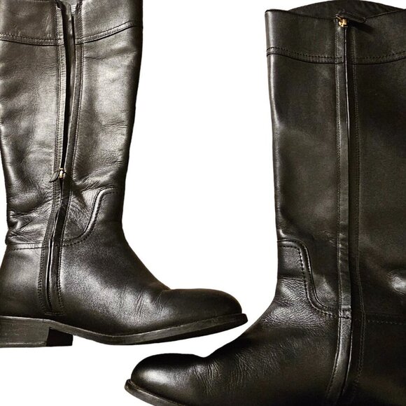 Tory Burch Ashlynn Black Leather Knee High Riding Boots 7.5M - Picture 6 of 15